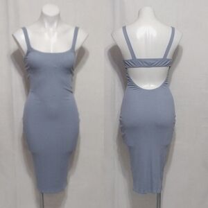 Superdown Sleeveless Ribbed Bodycon Dress Small Cutout Back Party Chic Trendy